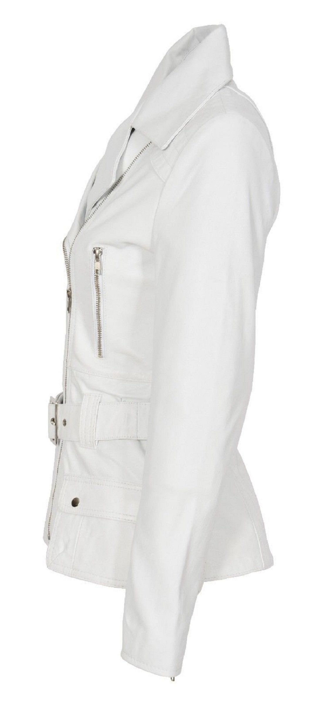 Women's Genuine Leather Motorcycle Jacket - White Bomber Biker Jacket for Women | Riding, Casual Wear & Outdoor Fashion