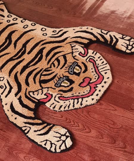 Handmade 100% Wool Tibetan Tiger Skin Rug 2x3 Ft - Stain-Resistant Tufted Area Carpet for Modern Home & Bedroom Decor | Perfect for Bohemian Style Living Rooms, Kids' Rooms & Cozy Spaces