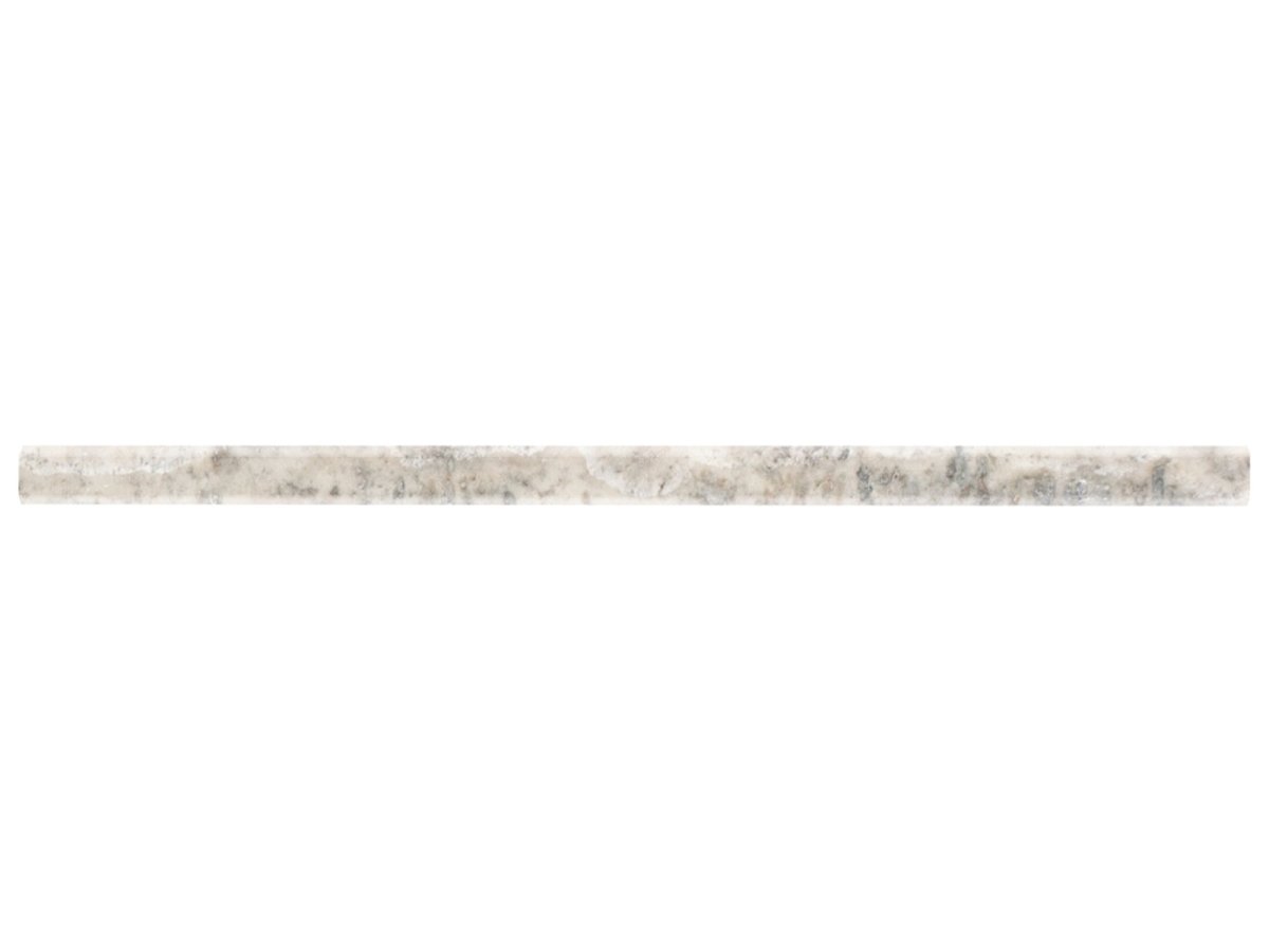 5/8 X 12 Inch Silver Ash Polished Veincut Travertine Pencil Molding - Perfect for Bathroom Tile Edging, Kitchen Backsplash, and Fireplace Surrounds