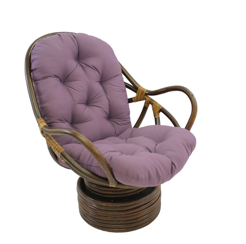 International Caravan Swivel Rocking Chair with Comfortable Twill Cushion in Grape - Perfect for Living Room, Nursery, or Outdoor Relaxation