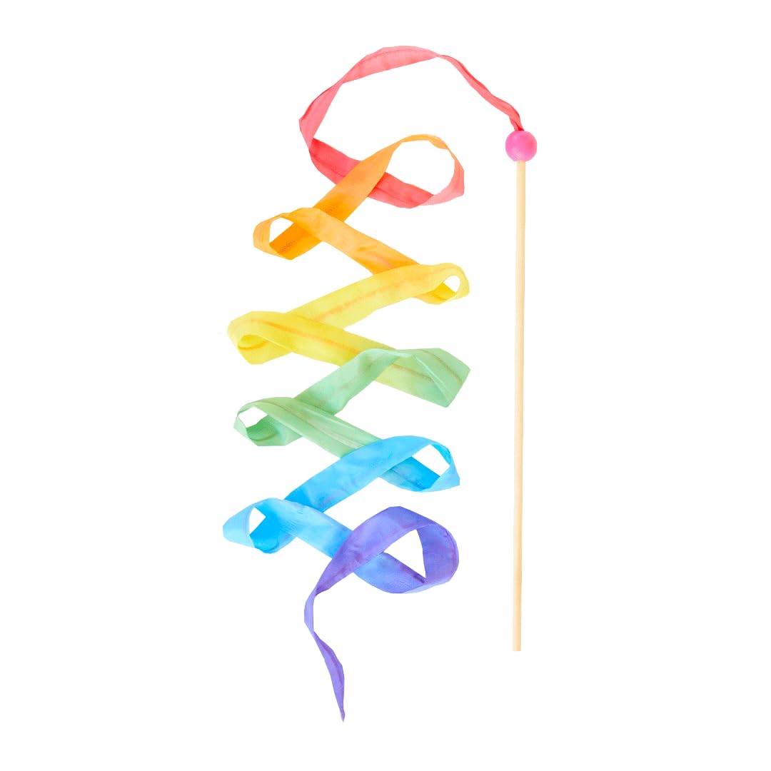 Sarah's Silks Pink Rainbow Streamer - Ribbon Dancer Toy for Kids | Imaginative Play, Dance Performance & Movement Activity | Perfect for Preschool, Birthday Parties & Outdoor Play