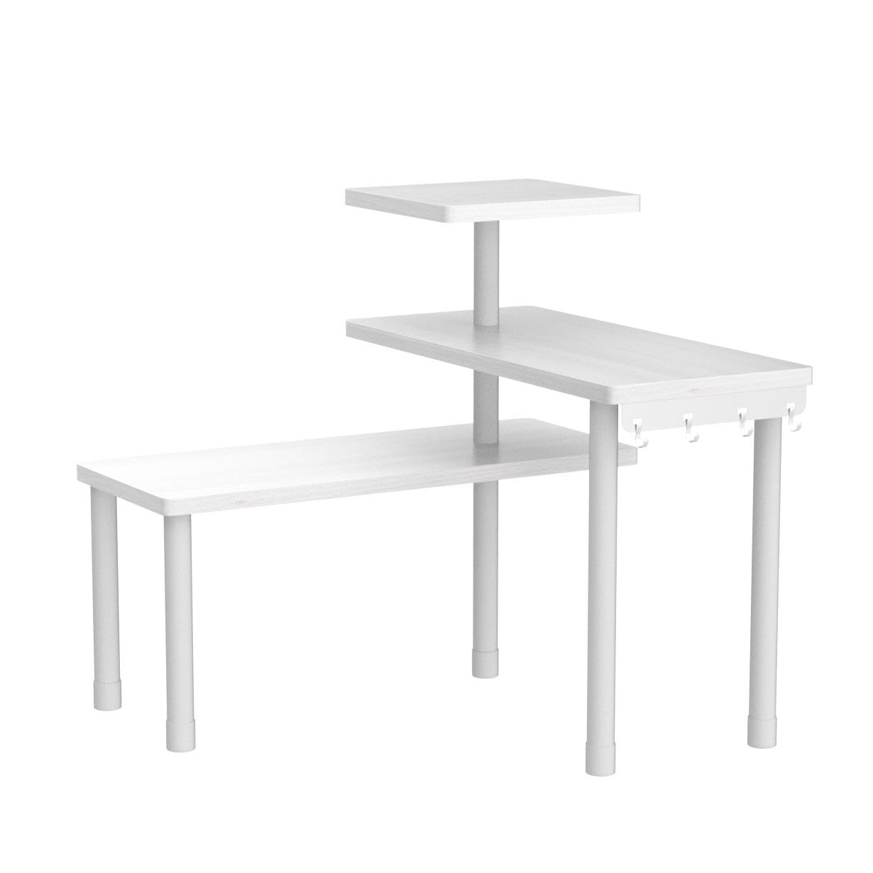 JayRex 3-Tier Bathroom Organizer Shelf - Adjustable Corner Countertop Storage for Makeup, Cosmetics, Skincare | Perfect for Vanity, Dresser, Bedroom & Bathroom Organization (White)