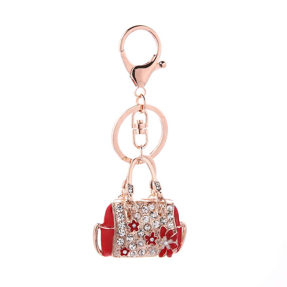 Sparkling Crystal Rhinestone Keychain for Women - Stylish Wristlet Key Ring Charm for Purse, Bag, or Wallet (Red, One Size) - Perfect for Parties, Gifts & Everyday Elegance