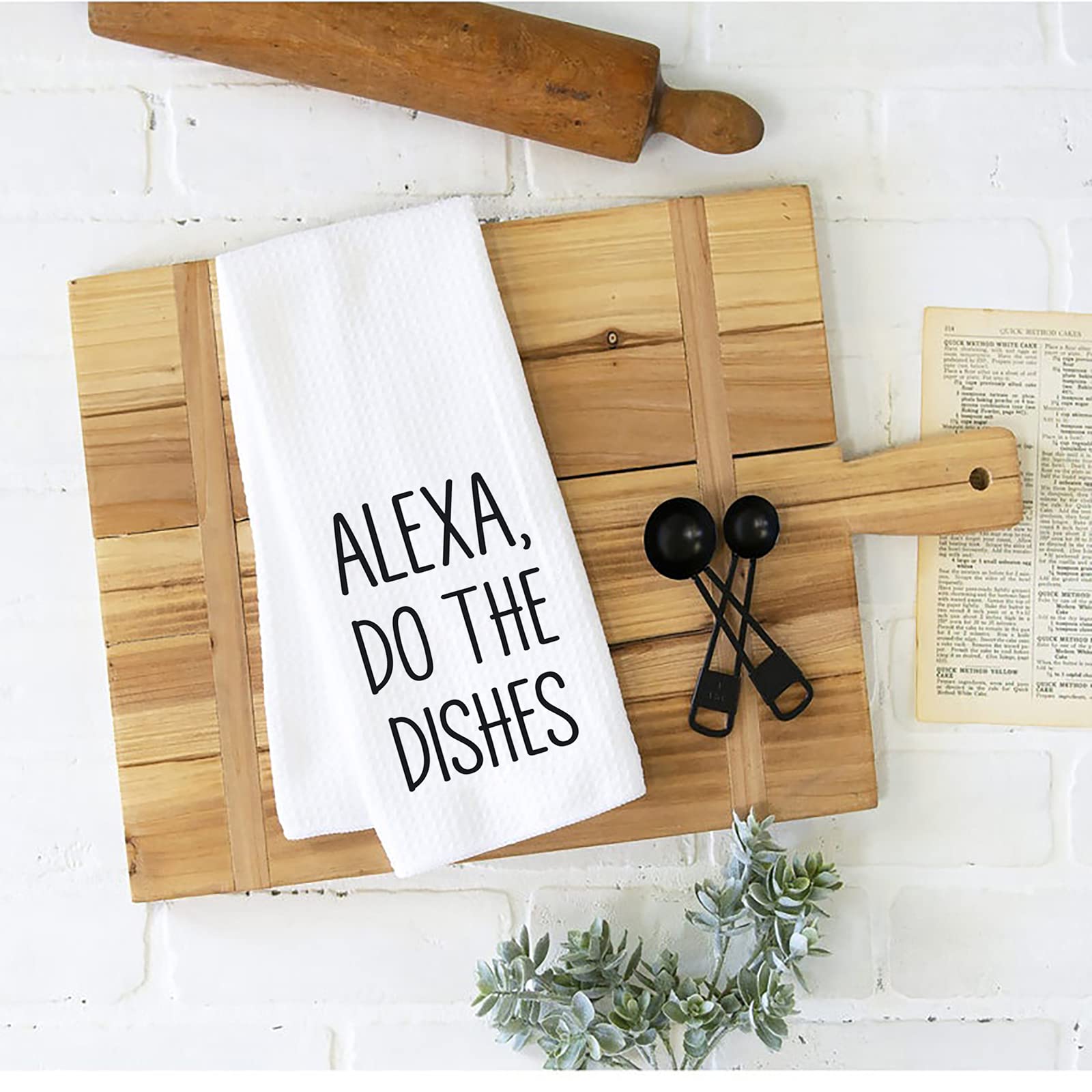 Funny Kitchen Towel with Alexa Do The Dishes Print - Unique Housewarming & Hostess Gift for Coffee Lovers - Perfect for Kitchen Decor, Parties & Gag Gifts