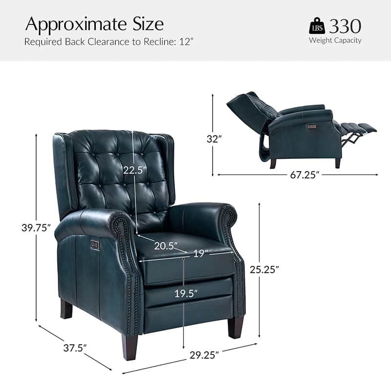Premium Ruben Buttery Soft Leather Power Recliner Chair - Ergonomic Living Room Furniture for Relaxing, Watching TV & Napping