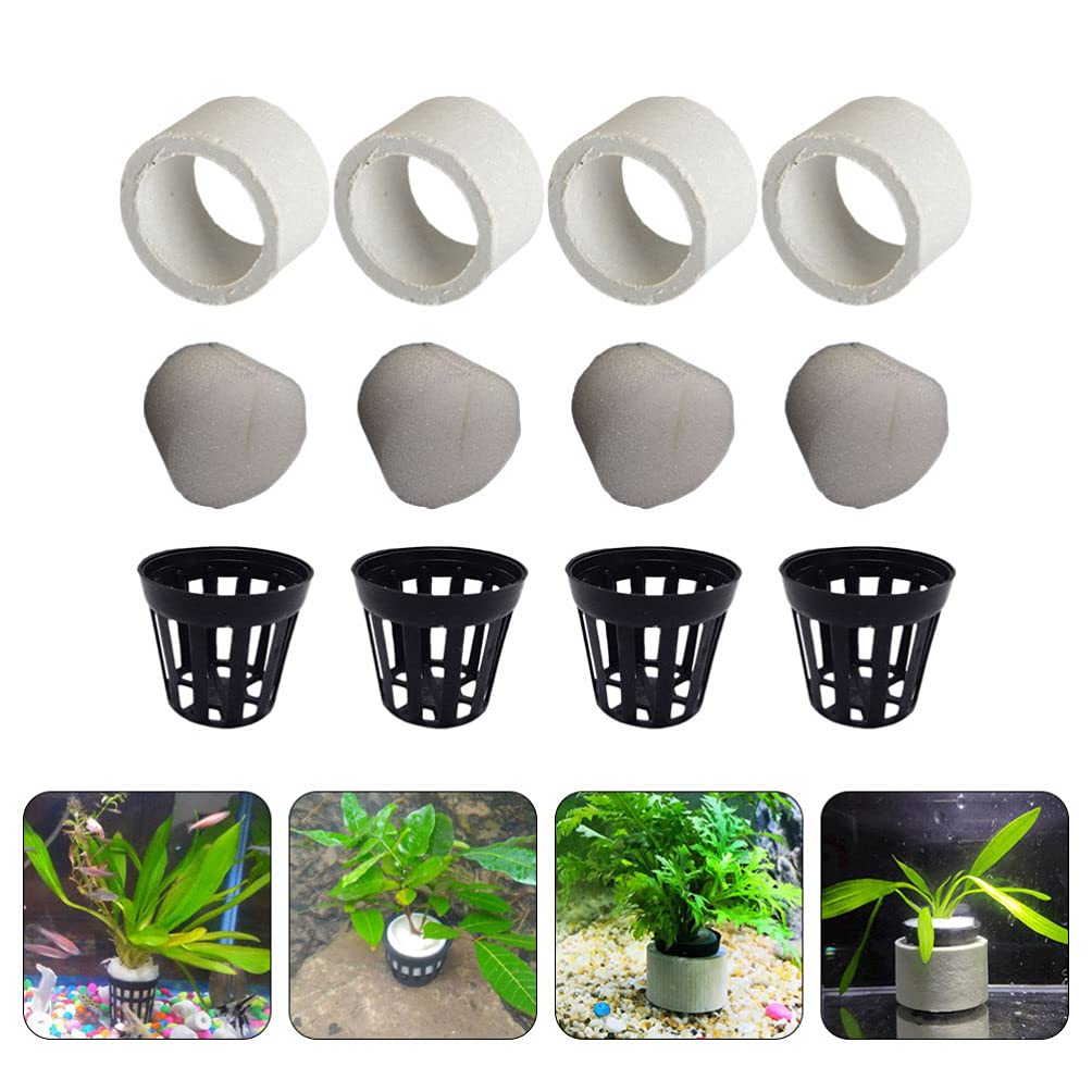 STOBOK 10-Pack Hydroponic Net Pots for Aquarium Plants, Aquatic Plant Fixed Rings & Sponges – Ideal for Fish Tank Accessories, Hydroponic Gardening & Water Plant Cultivation