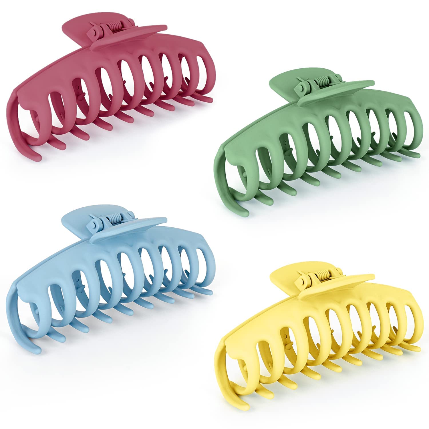 4 Pcs Matte Non-Slip Large Hair Claw Clips for Women - Strong Hold Hair Clips for Thick & Thin Hair - Fashion Hair Styling Accessories - Perfect Christmas Gifts for Women & Girls - Great for Work, Parties & Everyday Hairstyles