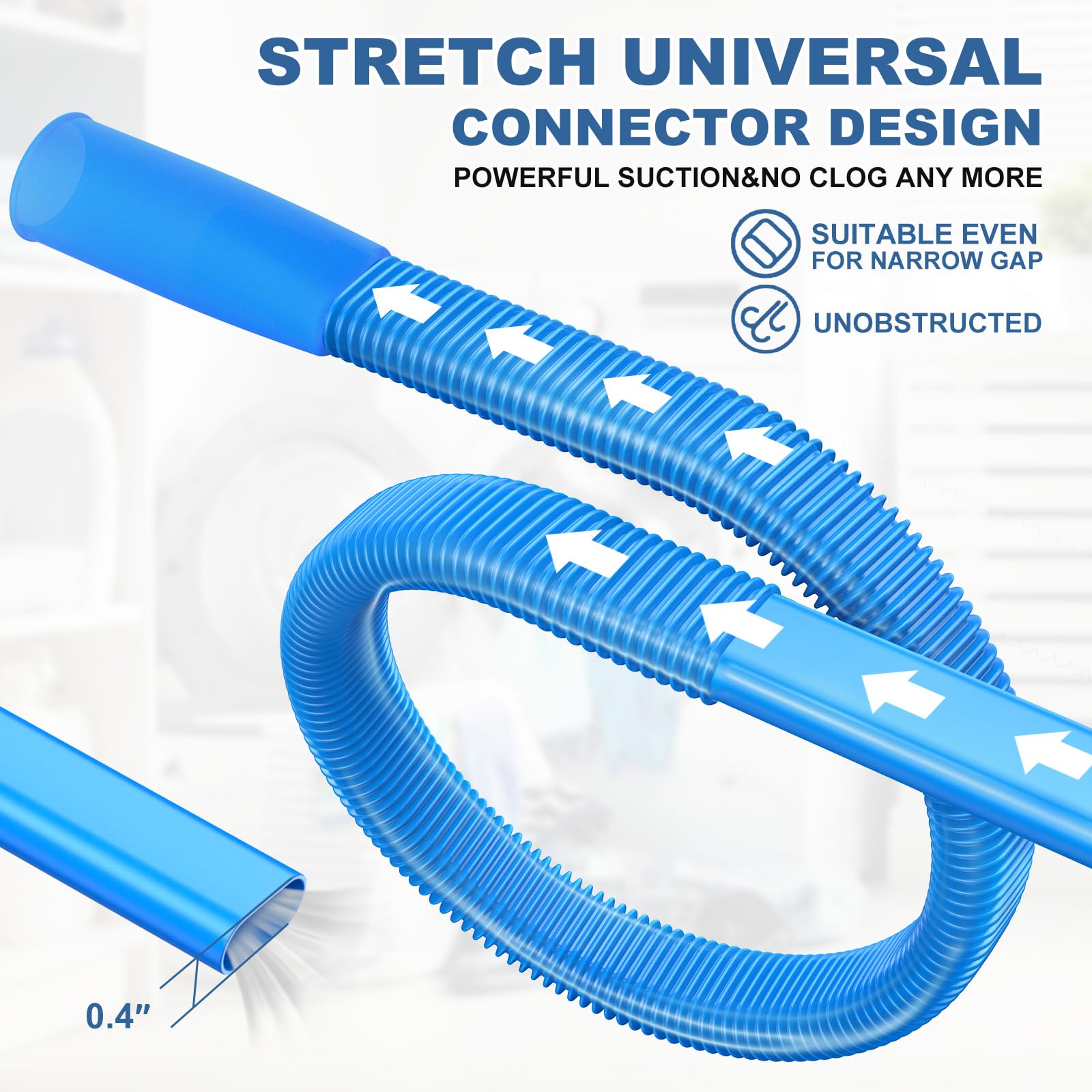 Dryer Vent Cleaner Kit - Universal Vacuum Attachment with Stretch Connector for Lint Removal | Heavy-Duty Cleaning Tool for Dryer Vents & Ducts | Perfect for Home Laundry Room Maintenance & Fire Prevention