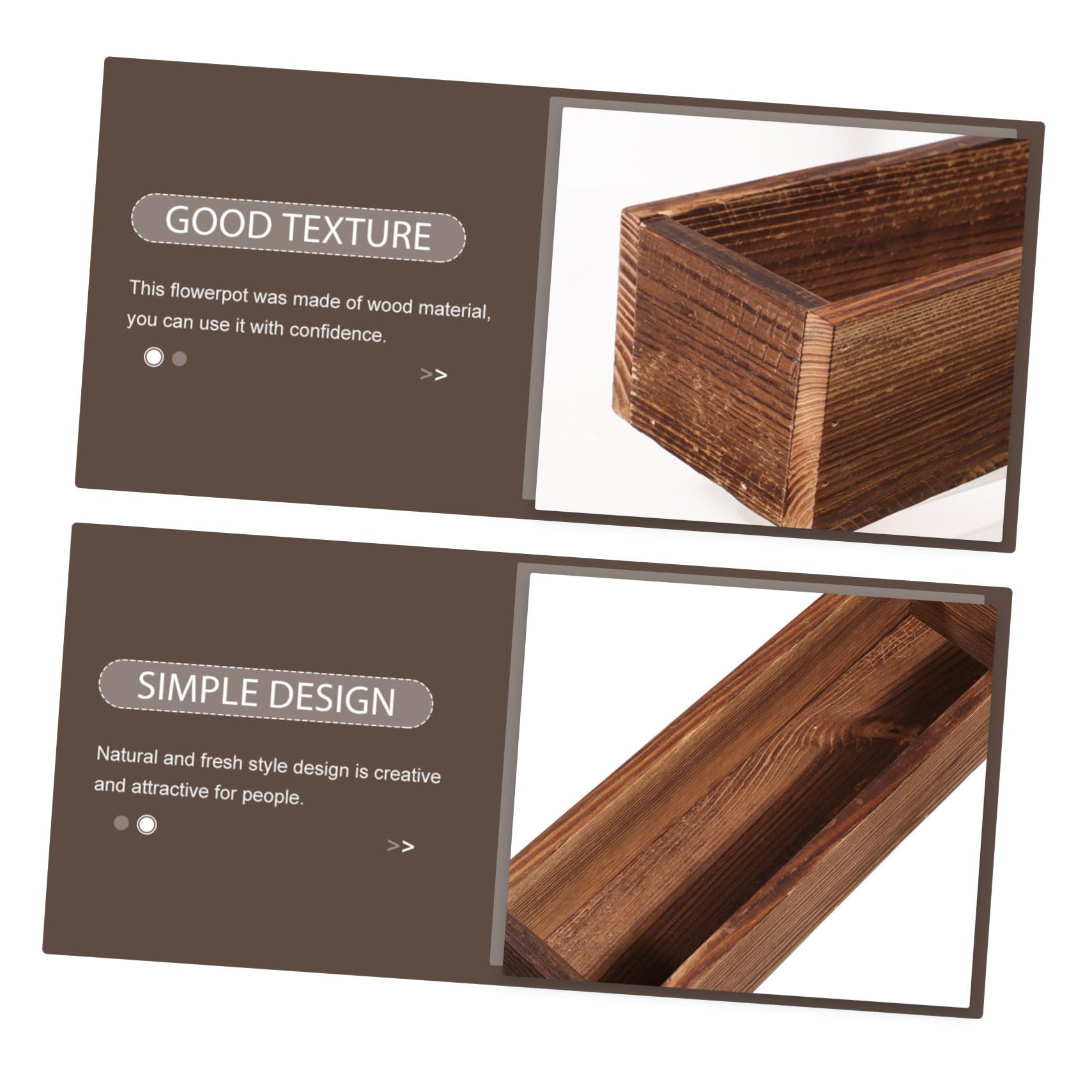 Happyyami Handcrafted Wooden Succulent Planter - 30cm x 9.5cm Rustic Flower Pot for Indoor Plants, Cactus, Herbs | Perfect for Home Decor, Office Desk, Balcony Gardening & Gift Ideas