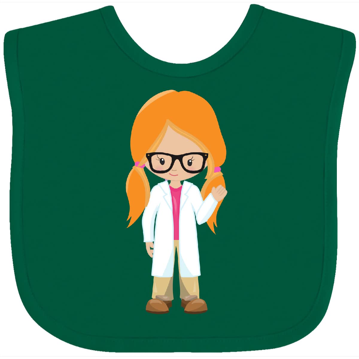 Inktastic Science Girl Baby Bib - Cute Scientist with Orange Hair - Perfect for Toddlers, Infants & Science-Themed Parties
