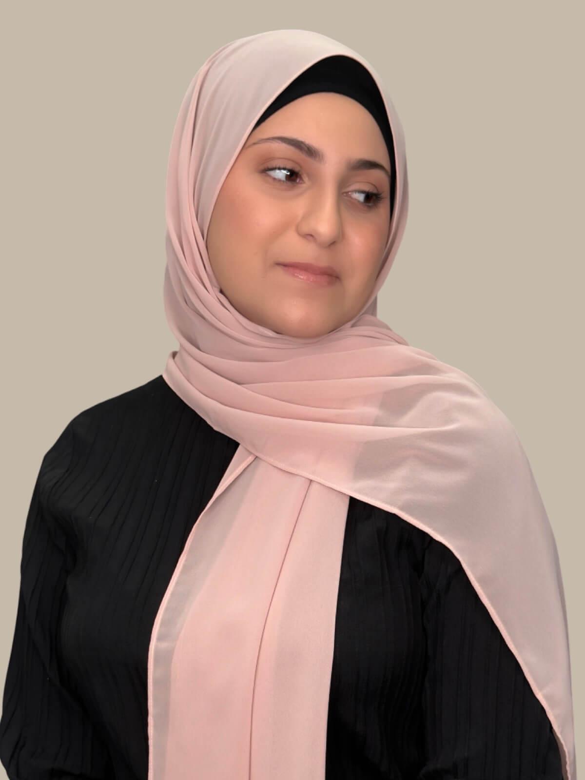 Luxury Chiffon Hijab with Pearl Embellishments for Women - Elegant Muslim Headscarf for Daily Wear & Special Occasions