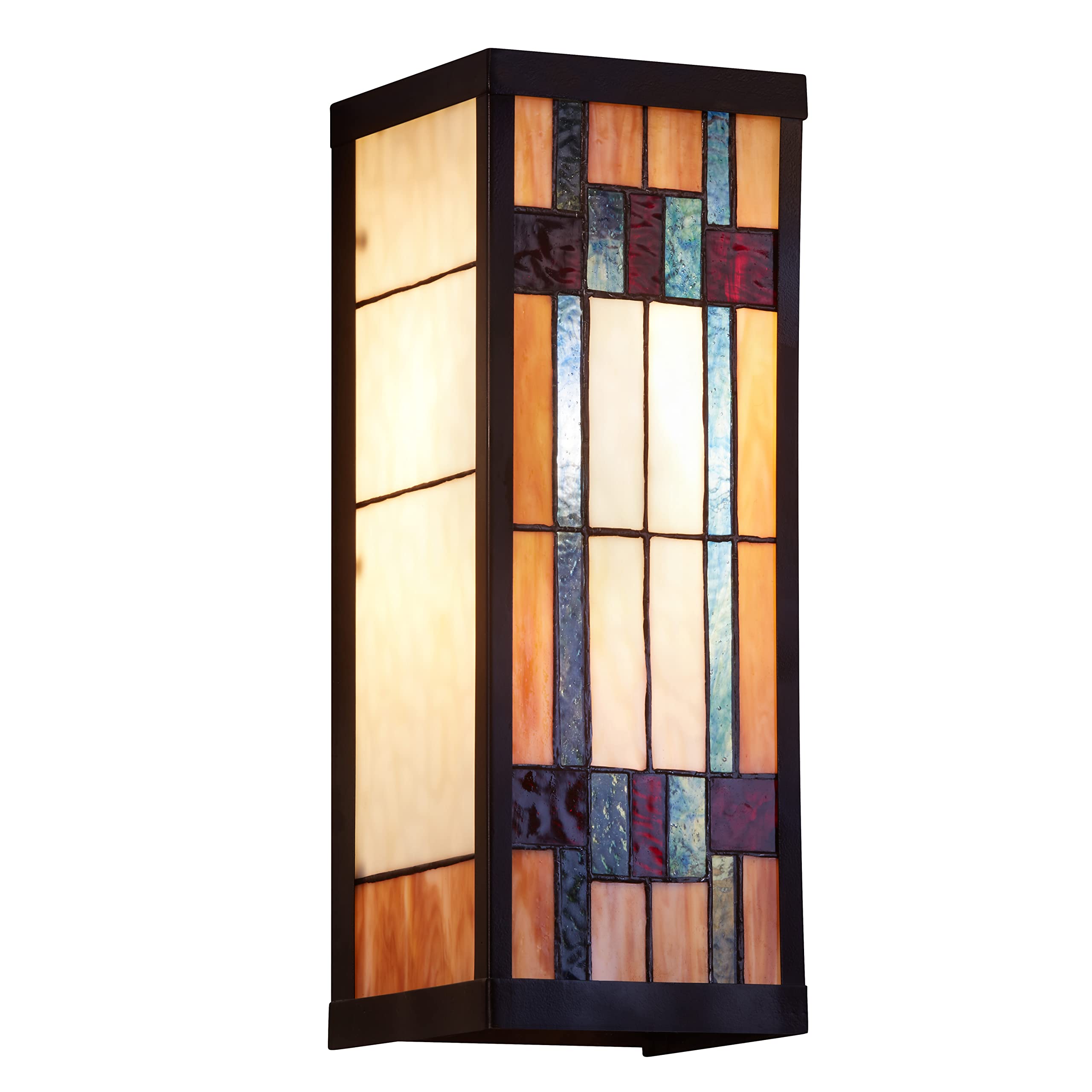 Art Deco Stained Glass Outdoor Wall Light Fixture - 16.25