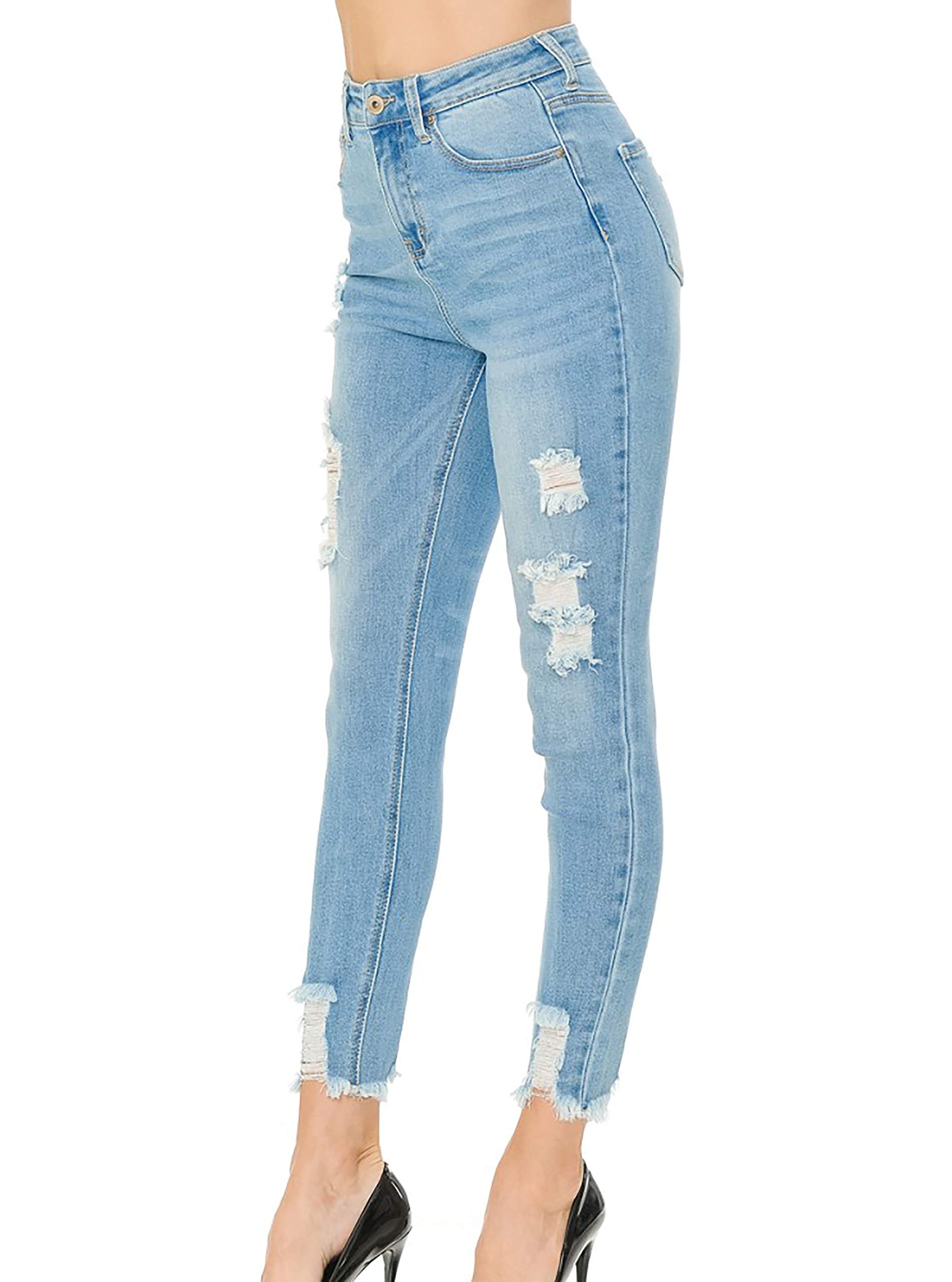 Vintage-Inspired Women's WAX JEAN Skinny Ankle Jeans with Distressed Hem - Perfect for Casual Outfits, Date Nights & Street Style Fashion