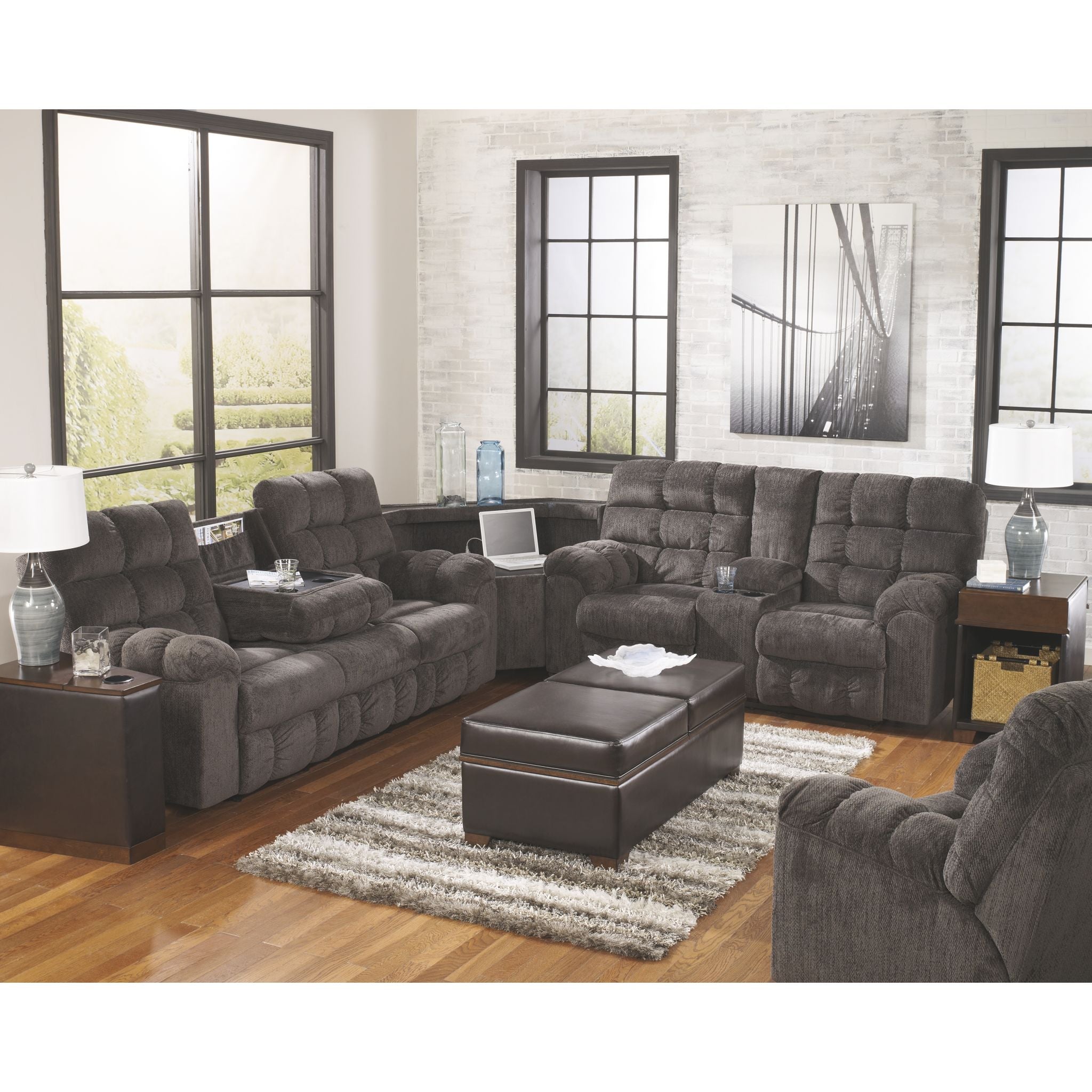 Acieona Swivel Rocker Recliner Chair - 360° Swivel, Power Lift, Padded Armrests, Slate Gray Fabric - Perfect for Living Room, Home Theater & Elderly Comfort