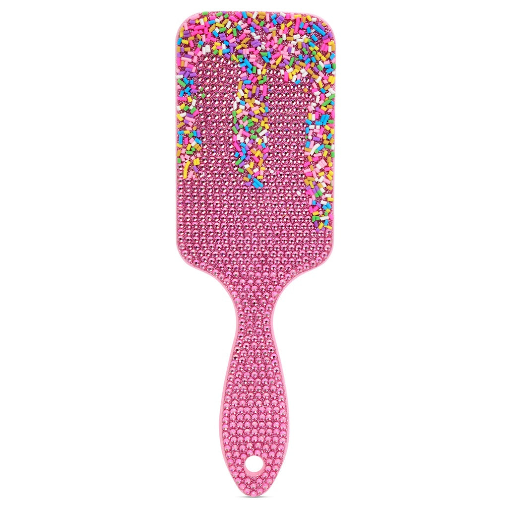 Iscream Sprinkle Sparkle Paddlebrush - Detangling Hair Brush for Kids & Adults, Glitter Handle for Shower & Travel Use