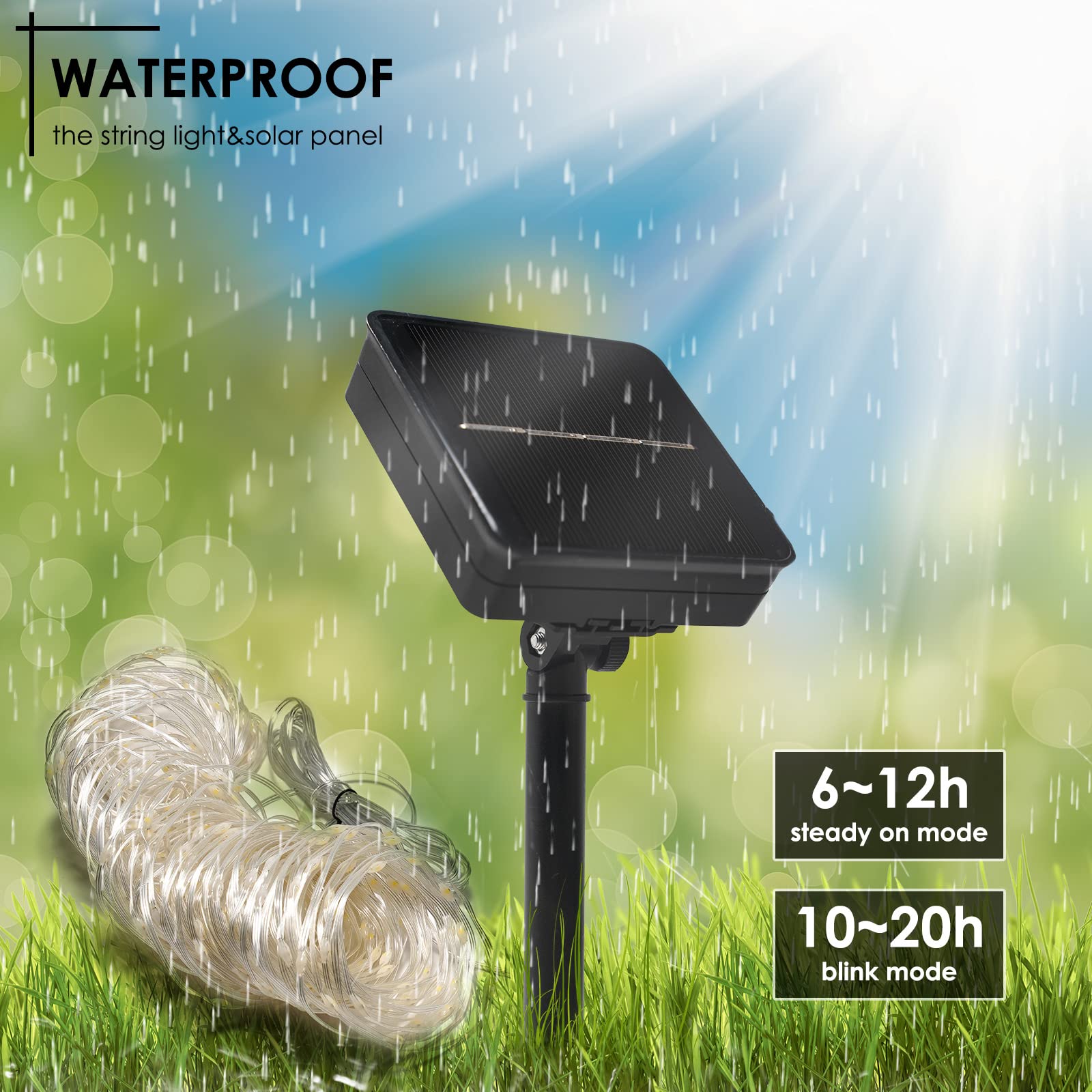 350 LED Solar String Lights Outdoor 115FT - Waterproof 8 Modes with Dimmer & Timer - Warm White Patio Lights for Garden, Yard, Gazebo, Lawn - Perfect for Backyard Parties, Weddings & Outdoor Decor
