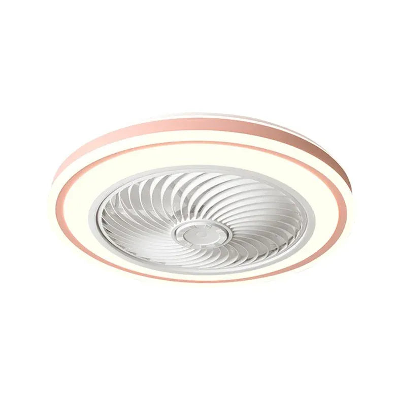 Modern Round Flush Mount Ceiling Fan with LED Light - Energy Efficient & Quiet - Perfect for Bedroom, Living Room, and Office Spaces