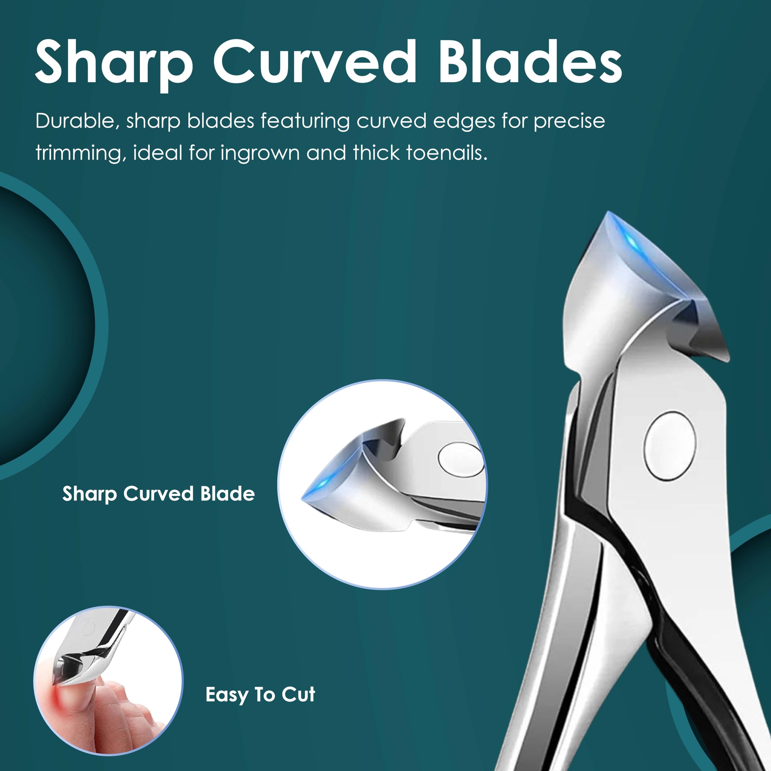 Luxury Nail Nipper & Toenail Clippers for Thick & Ingrown Nails - Heavy Duty Precision Scissors with Super Sharp Curved Blade - Professional Grooming Tool for Pedicure & Manicure at Home or Salon