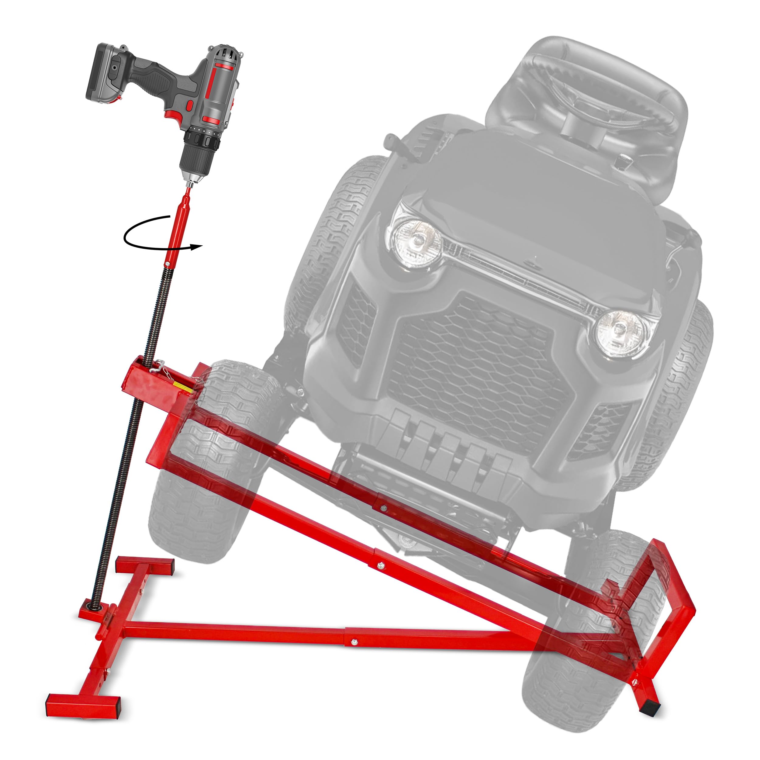 BISupply Heavy Duty Lawn Mower Lifting Platform - 882 lb Capacity Adjustable Deck for Riding Mowers & Garden Tractors | Manual Handle Jack Lift with Power Tool Extension | Perfect for DIY Repairs & Maintenance