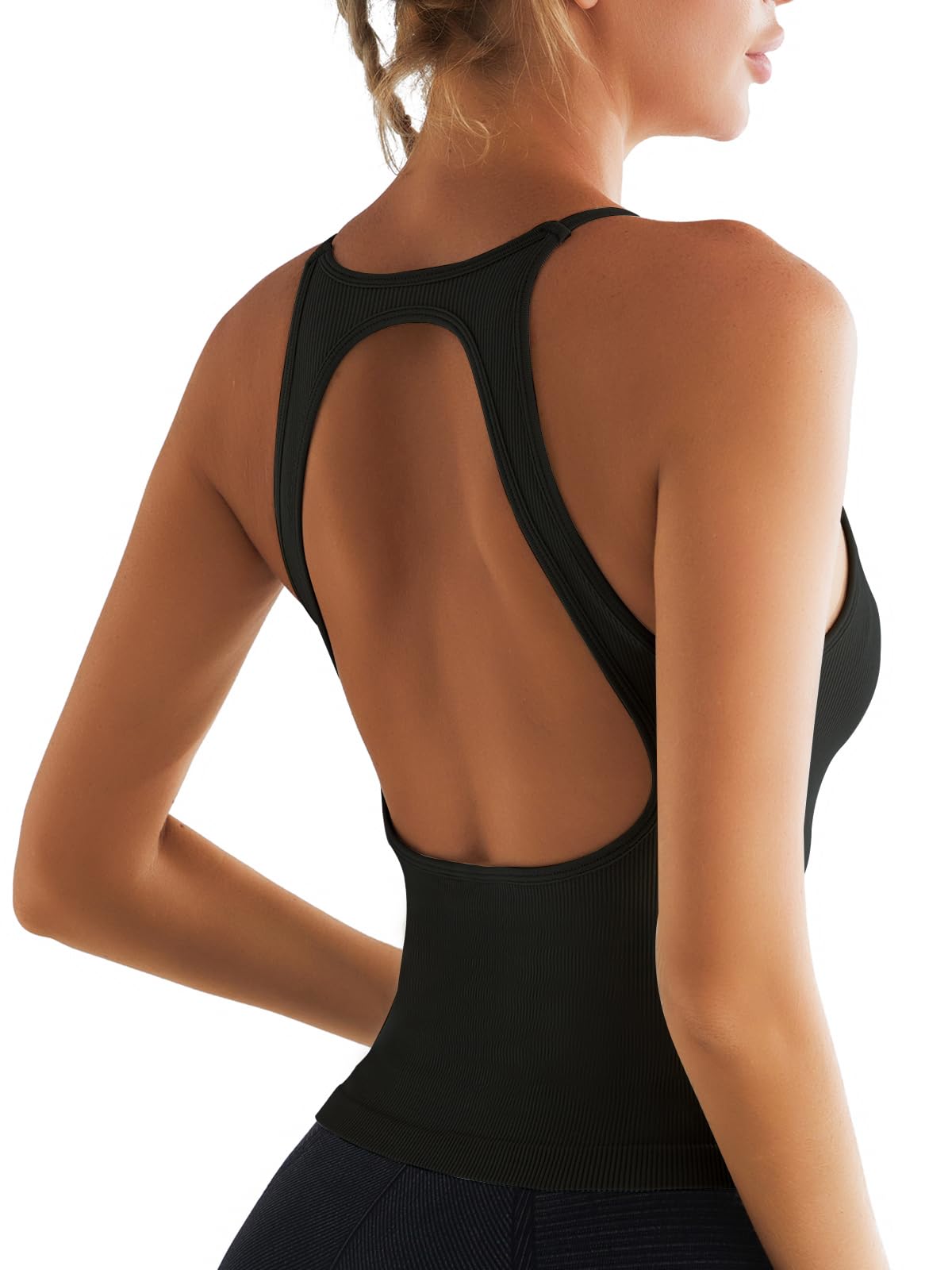Women's Longline Seamless Sports Bra - Medium Impact Workout Top with Built-in Padded Support for Running, Gym & Yoga | Comfortable Athletic Tank Top for Active Women