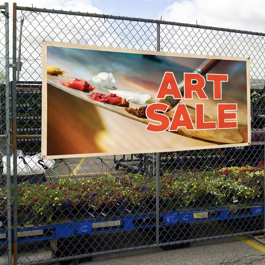Vinyl Banner - 48x96 Inches with 8 Grommets | Weatherproof Outdoor Advertising Sign for Business, Art Sales & Industrial Yard | Multiple Sizes Available - Perfect for Storefronts, Events & Construction Sites