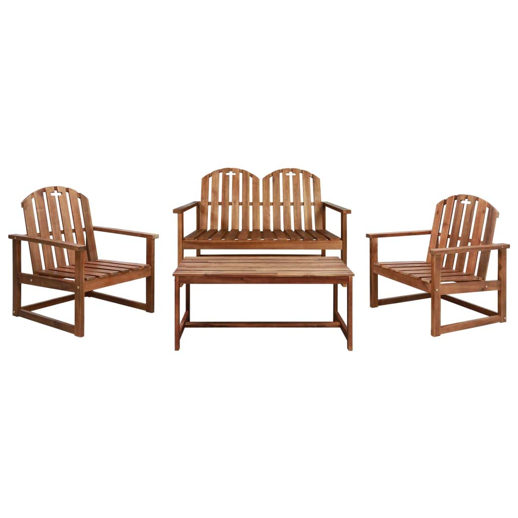 4-Piece Outdoor Patio Furniture Set - Wooden Bistro Chairs with Coffee Table for Yard, Lounge, Deck & Porch | Durable Conversation Set for Garden, Lawn & Backyard Relaxation | Perfect for Entertaining & Outdoor Dining