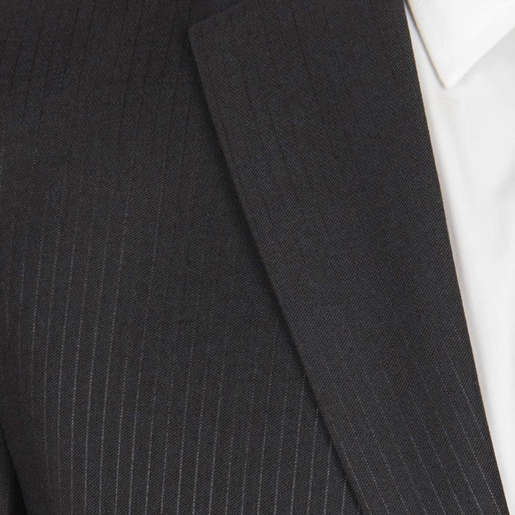 Modern Fit 2 Piece Pinstripe Suit for Men - Slim Fit 2 Button Black Business Suit - Perfect for Office, Wedding & Formal Events