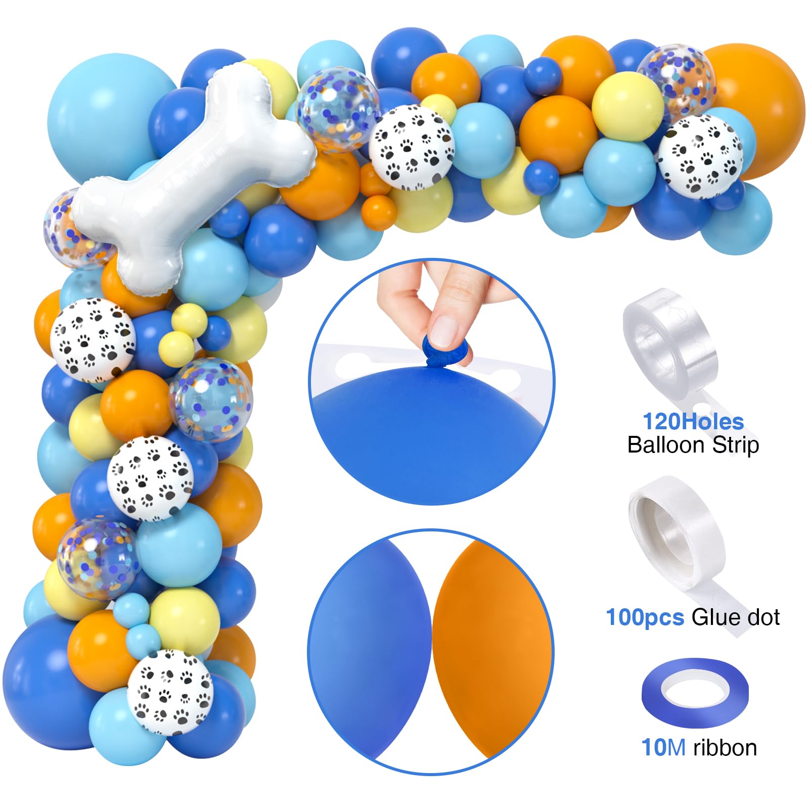 118-Piece Blue Dog Birthday Party Decorations Kit - Paw Print Balloons, Garland Arch, Backdrop, Tablecloth & Bone Balloons for Boys, Girls & Kids | Perfect for Puppy Themed Birthday Parties, Baby Showers & Pet Celebrations