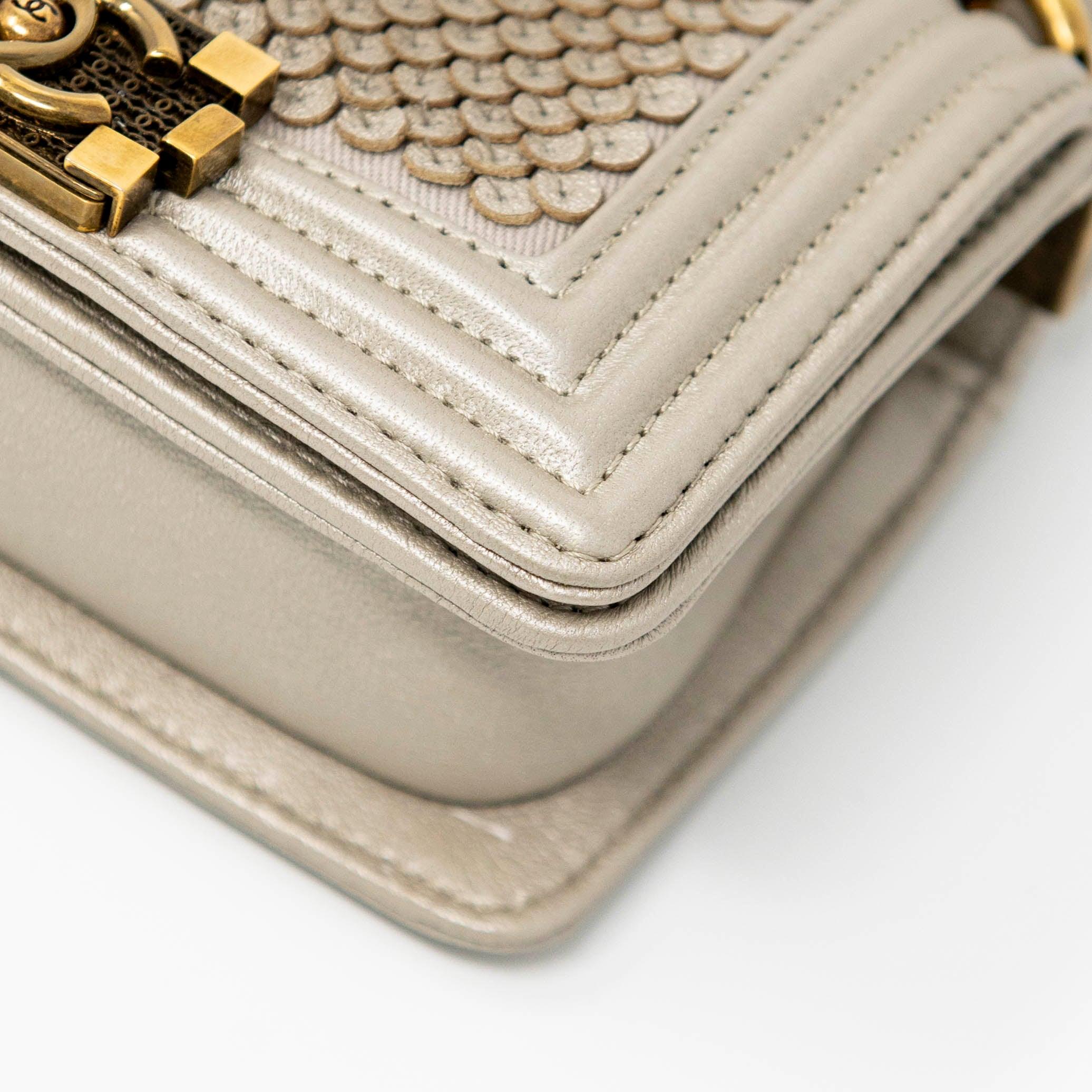 Chanel Metallic Mini Scaled Boy Bag - Luxury Crossbody Bag for Women | Perfect for Evening Parties, Date Nights & Special Occasions