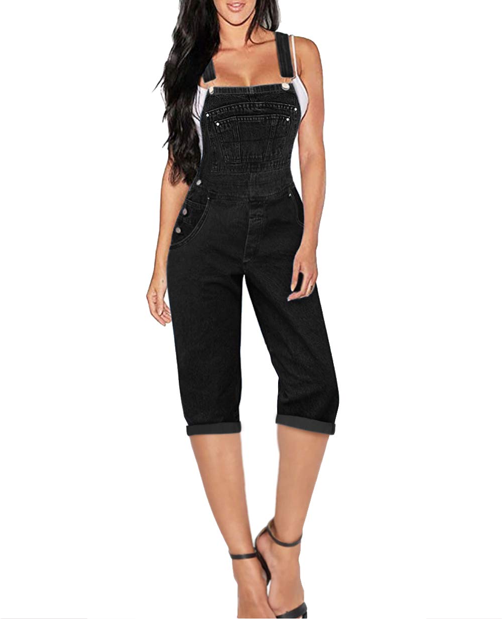 HYBRID Women's Plus Size Casual Bib Overalls - Adjustable Denim Capri & Short Jumpsuits for Women | Comfortable Overalls for Work, Gardening & Casual Outings