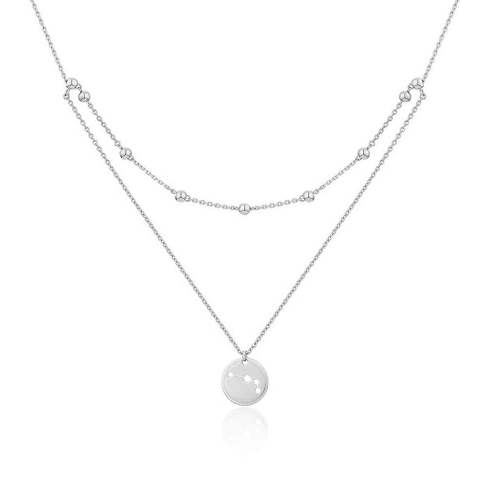 Fashion Women's Beaded Double Layer Necklace S925 Sterling Silver Hollow Pendant Jewelry Gift for Her - Perfect for Parties, Weddings, and Everyday Elegance