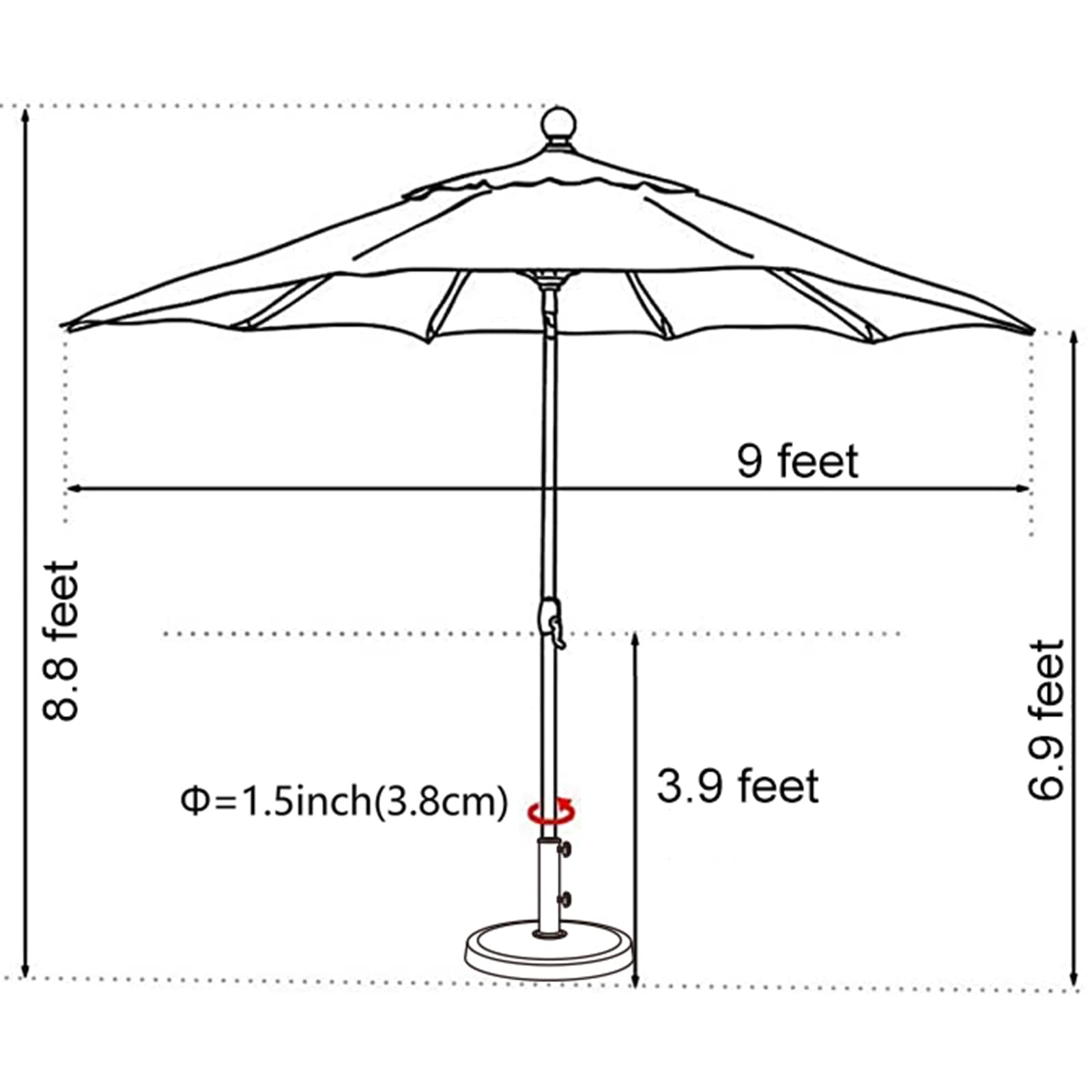 EliteShade USA 10-Year Fade-Resistant 9Ft Outdoor Patio Umbrella with Ventilation - Teal Market Umbrella for Garden, Poolside, Restaurant & Backyard Dining