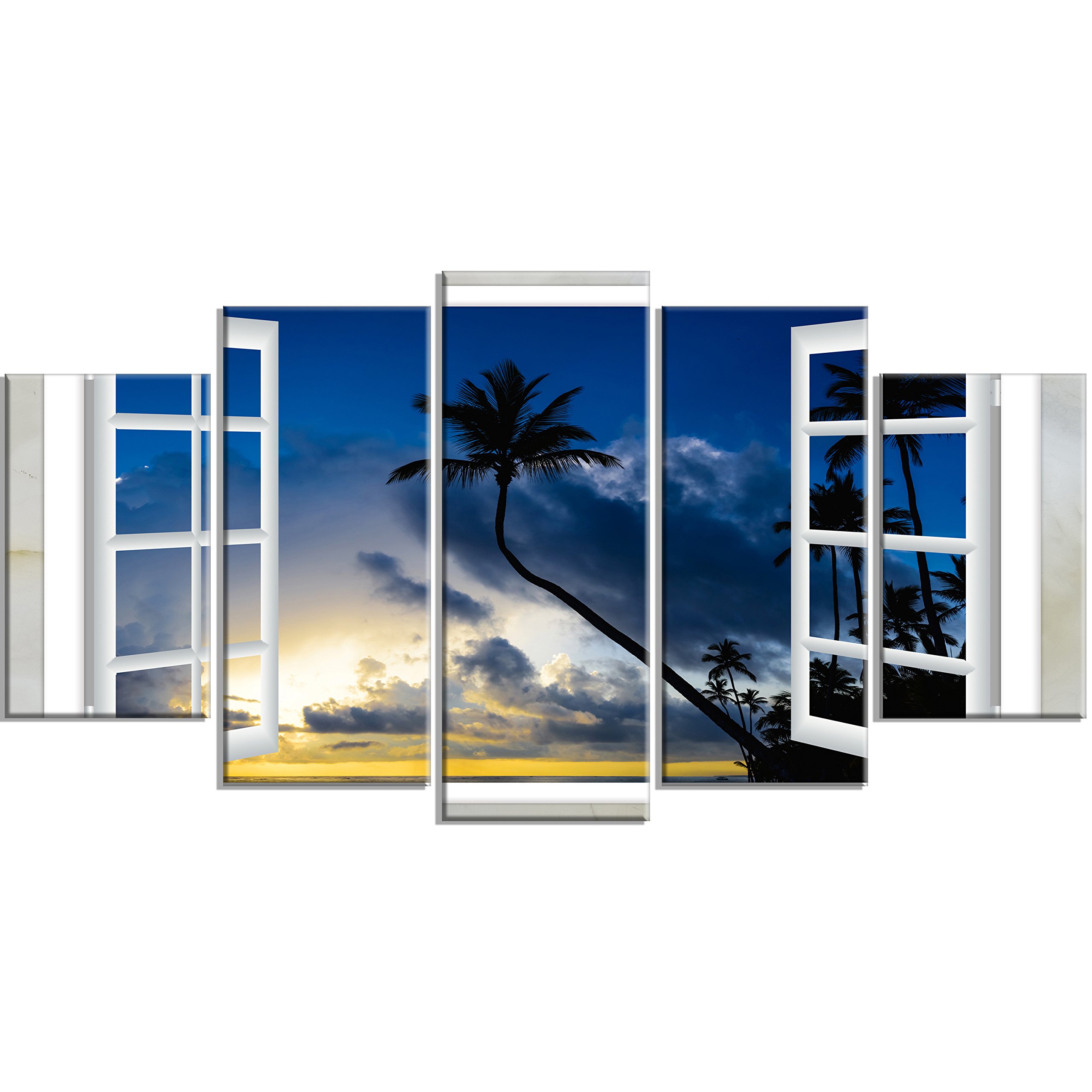 Beach with Coconut Palms Landscape Canvas Wall Art Print - Tropical Coastal Photography for Living Room, Bedroom & Office Decor
