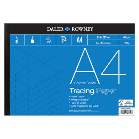 Daler Rowney Graphic Series Tracing Pad 60gsm A4 - Premium Sketching Paper for Artists, Designers & Illustrators | Perfect for Drawing, Tracing & Lightbox Work