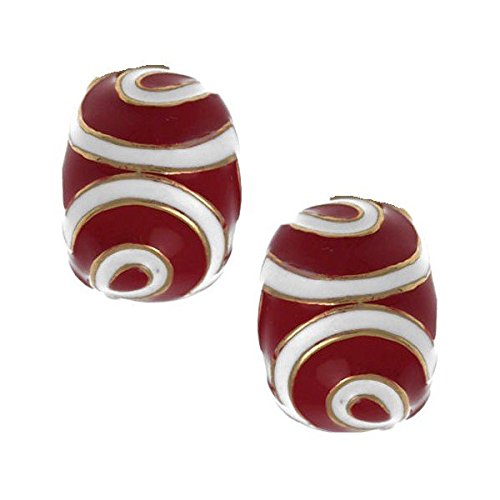 Giacinta Gold-Tone Clip-On Earrings with Red & White Design – Perfect for Parties, Weddings & Special Occasions