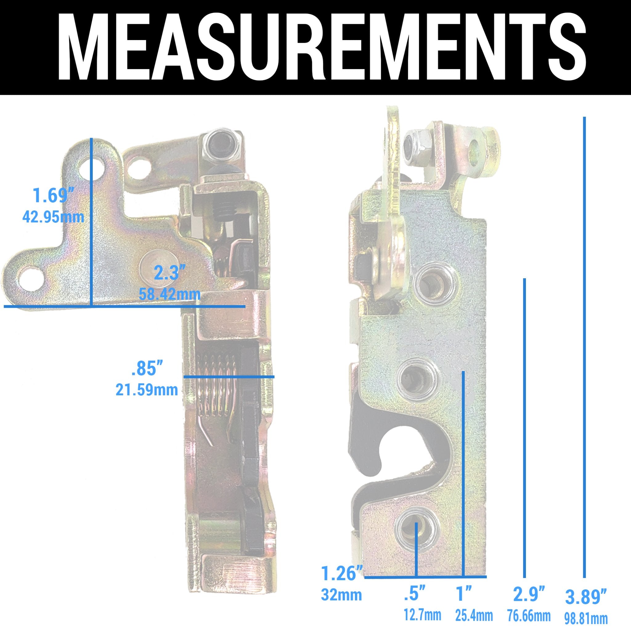 1901-1907 Oldsmobile Curved Dash Autoloc Slimline Bear Claw Door Latch Set with Locking Mechanism & Striker Bolts - Classic Car Restoration Parts for Antique Vehicle Door Security