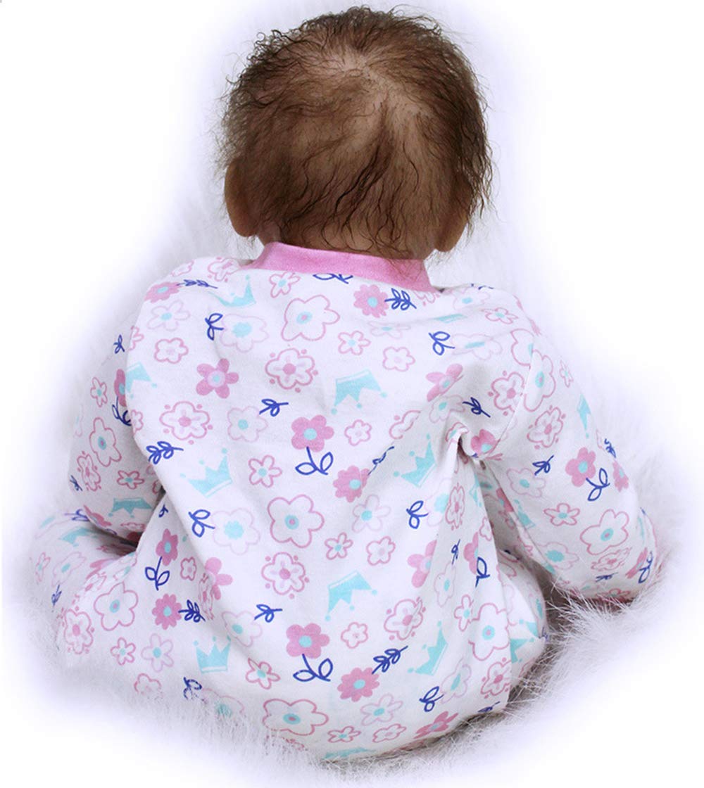 Wamdoll 22 Inch Realistic Reborn Baby Doll - Handmade Lifelike Girl Doll with Soft Vinyl Body & Pink Flower Headband | Perfect for Collectors, Gift Giving, Nursery Decor and Photography Props