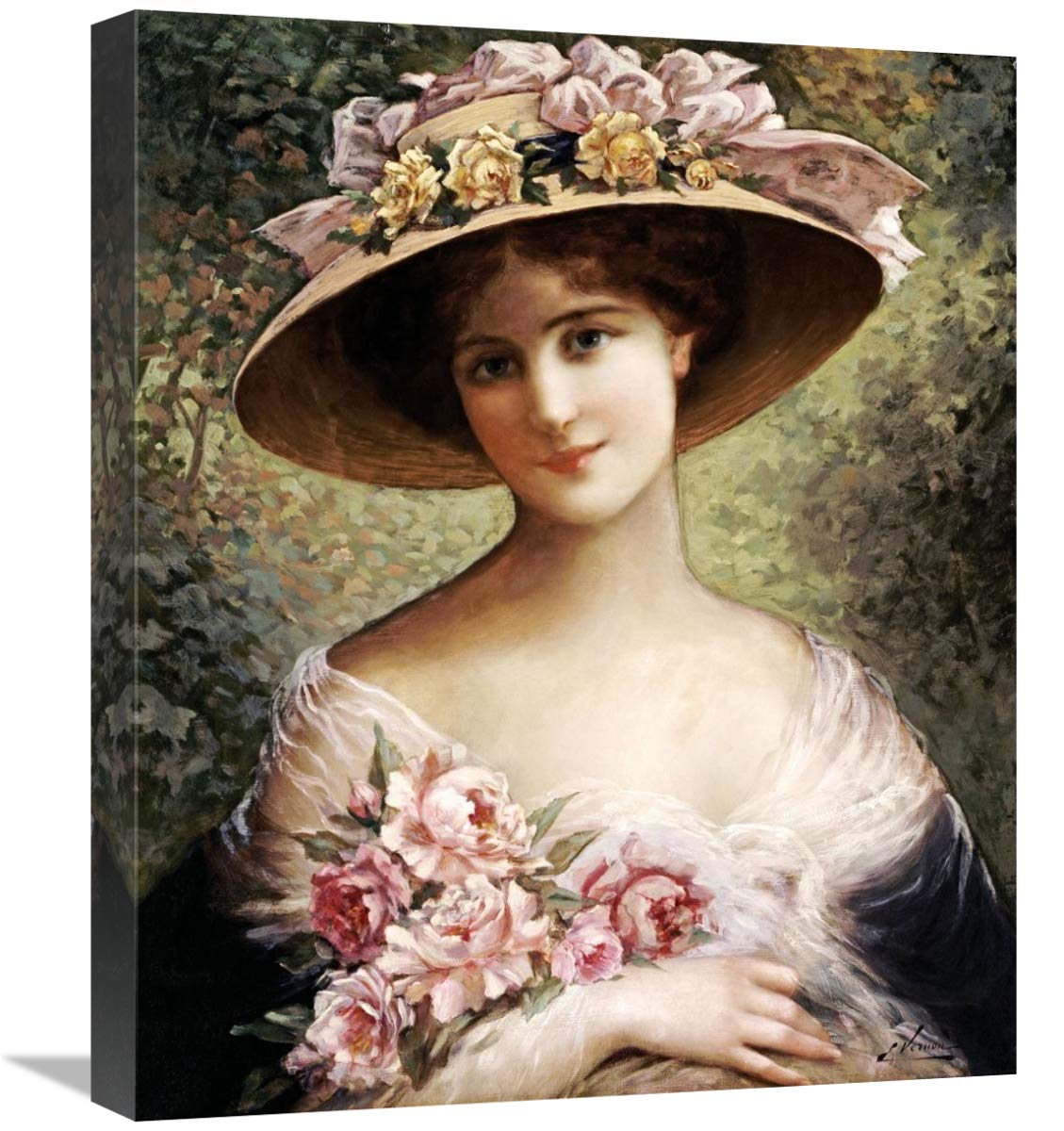 22 Inch The Fancy Bonnet Art Print by Emile Vernon - Vintage Home Decor for Living Room, Bedroom & Office Wall Art