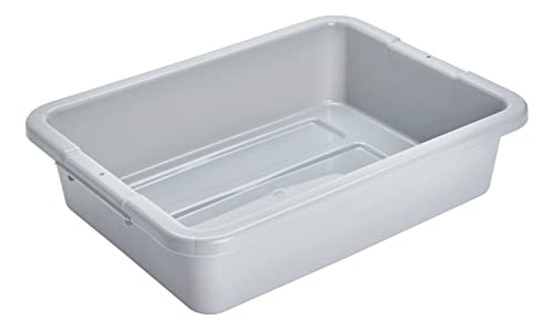 Rubbermaid 4.625-Gallon Heavy Duty Gray Plastic Utility Box - Commercial Grade Dish Washing Tub for Restaurant Kitchen Organization & Storage - Ideal for Bus Stations, Food Service Areas and Home Kitchen Use