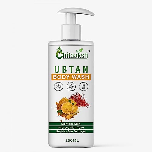 Natural Ubtan Body Wash for Tan Removal & Glowing Skin - Enriched with Chickpea Flour, Almond, Saffron & Turmeric Extract - 250ml - Perfect for Daily Skincare & Post-Sun Care Routine