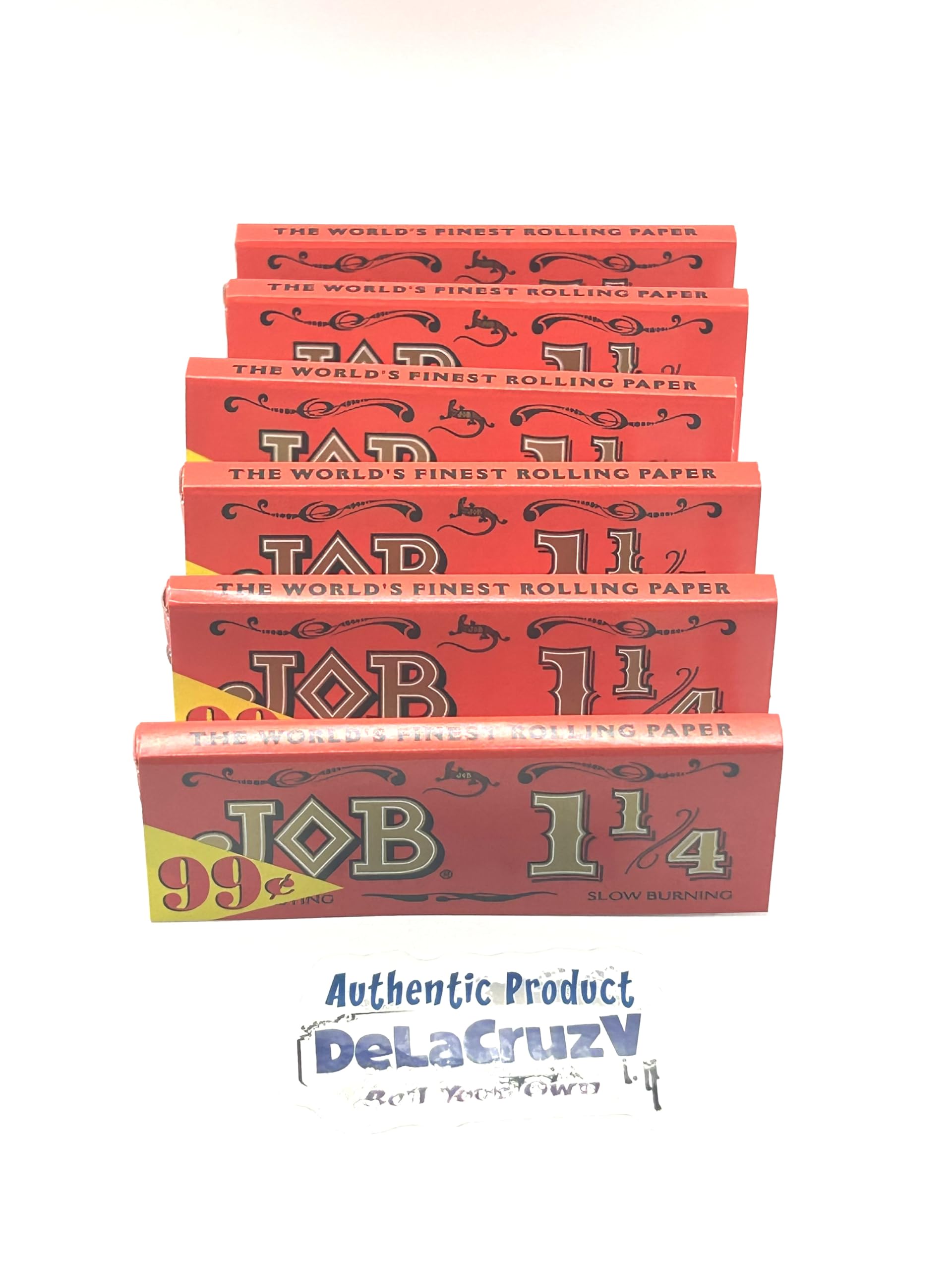 Job Orange 1 1/4 Rolling Papers - 6 Pre-Priced $.99 Packs with DeLaCruzV Sticker | Premium Cigarette Rolling Papers for Smooth Smoking Experience | Perfect for Hand-Rolled Cigarettes, Herbs & DIY Smoking