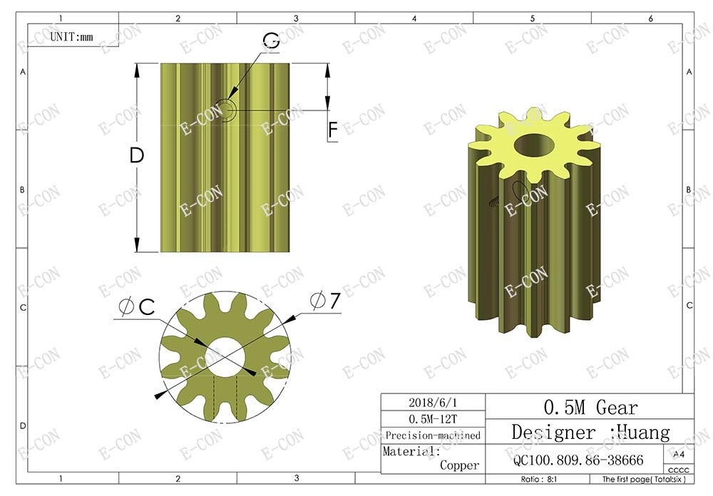 1PCS 0.5M 12 Tooth 10mm Width 0.5 Module Metal Spur Gear for Motor with 3mm Bore Hole - Replacement Part for Robotics, RC Cars & DIY Projects (12 Teeth, 3mm Hole Diameter)