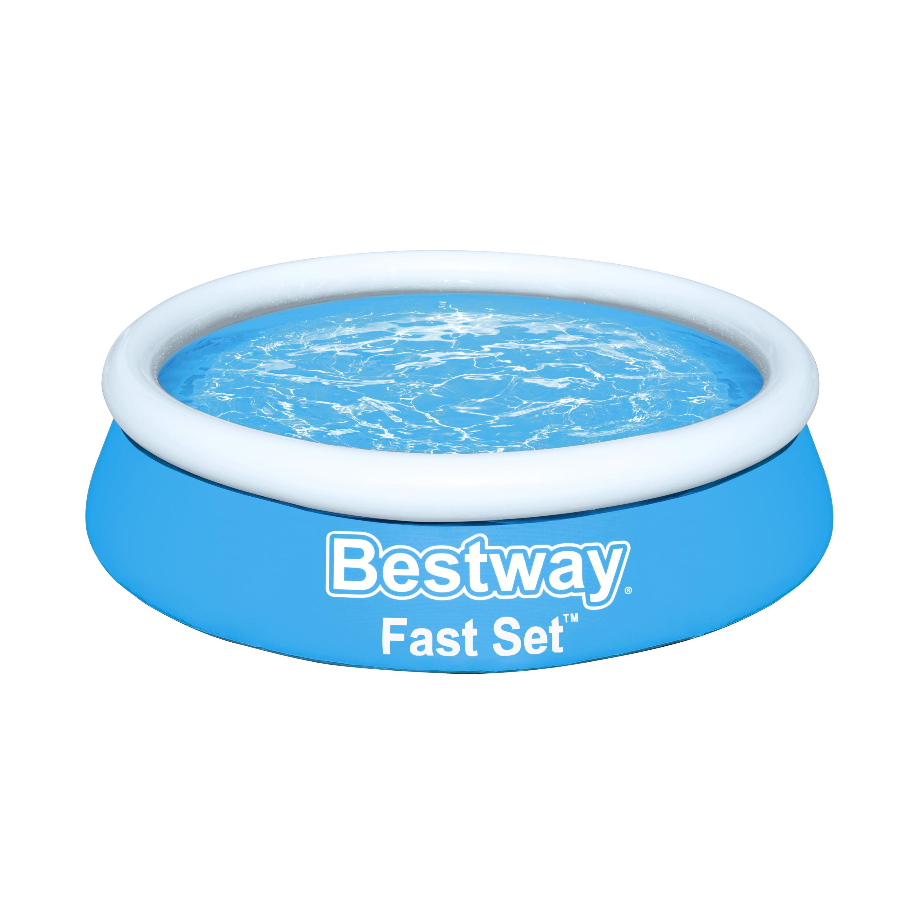 Bestway Fast Set Inflatable Round Swimming Pool - 6ft Family Size, Durable Blue Above Ground Pool for Backyard, Garden & Summer Fun