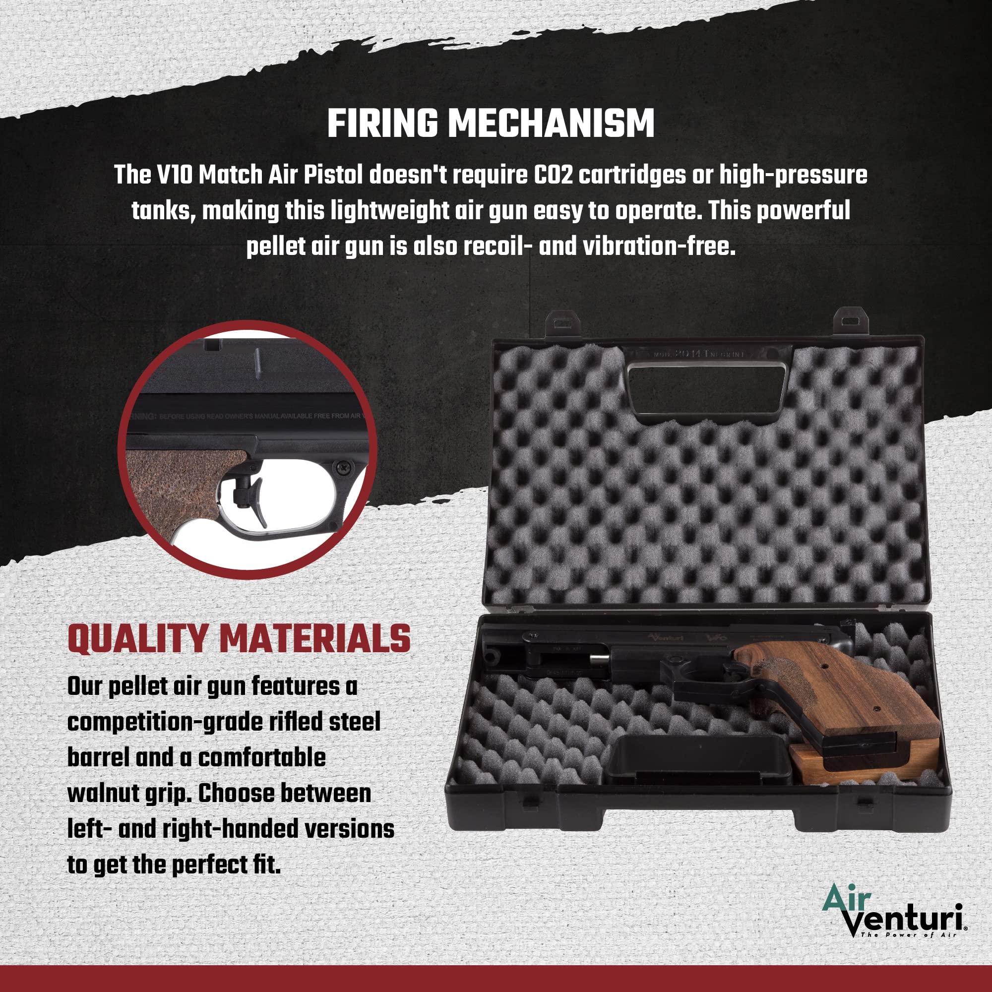 Air Venturi V10 .177 Caliber Competition Target Match Air Pistol - Precision Target Shooting & Training for Indoor/Outdoor Range Use