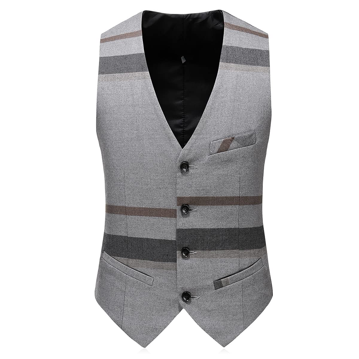 Men's 3-Piece Check Plaid Suit Set - Single Breasted One Button Jacket with Vest & Pants | Formal Business Attire, Wedding, Prom, Party Tuxedo Blazer Outfit for Special Occasions