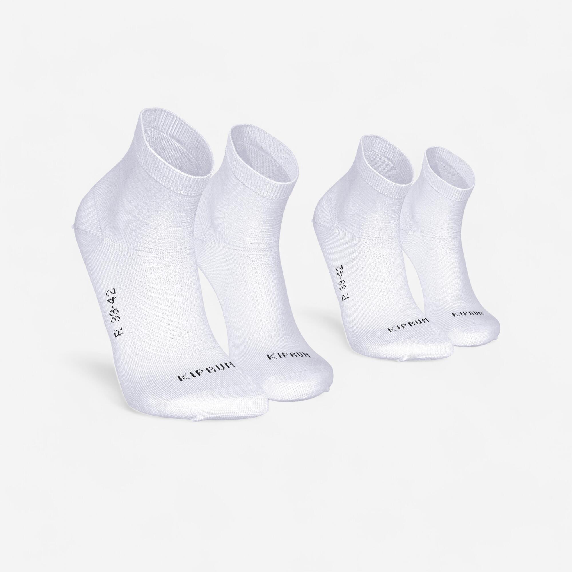 Kiprun Run 500 Thin Breathable Running Socks 2-Pack - Lightweight Performance Socks for Marathon, Jogging & Gym Workouts