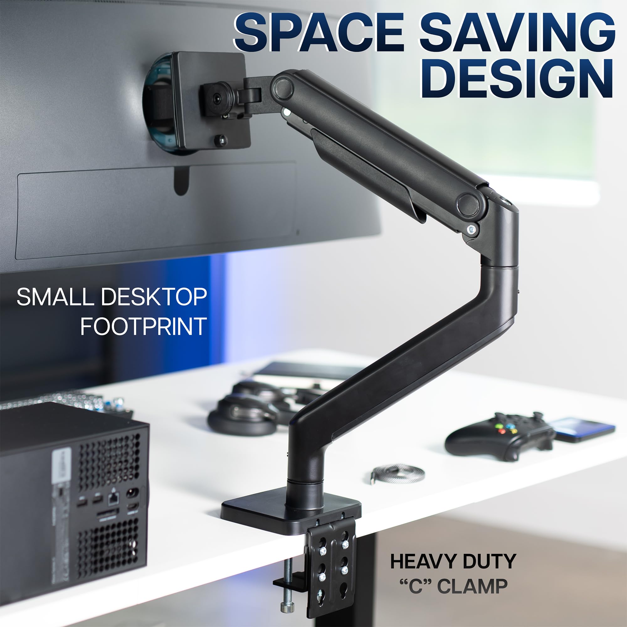 Heavy Duty Aluminum Ultrawide Monitor Arm for 49 inch Screens - 20kg Capacity, Premium Desk Mount Stand Compatible with Samsung Odyssey G9, LG Ultrawide & More (Black, STAND-V101E) - Perfect for Gaming, Office & Home Workstations