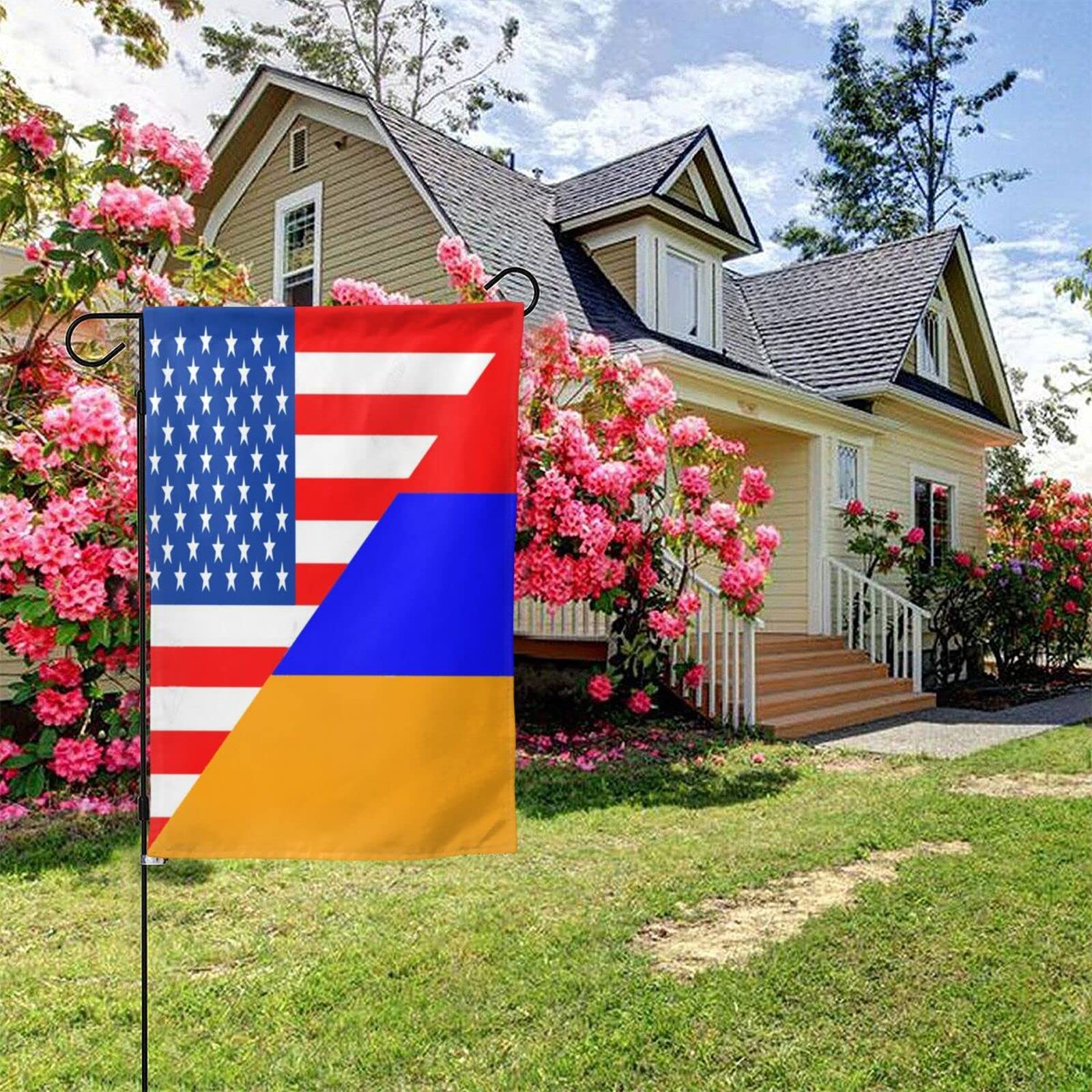 USA & Armenia Double Sided Flag - Patriotic Half American Half Armenian Outdoor Garden Flag for Yard Decor, Home Display & National Pride Celebrations