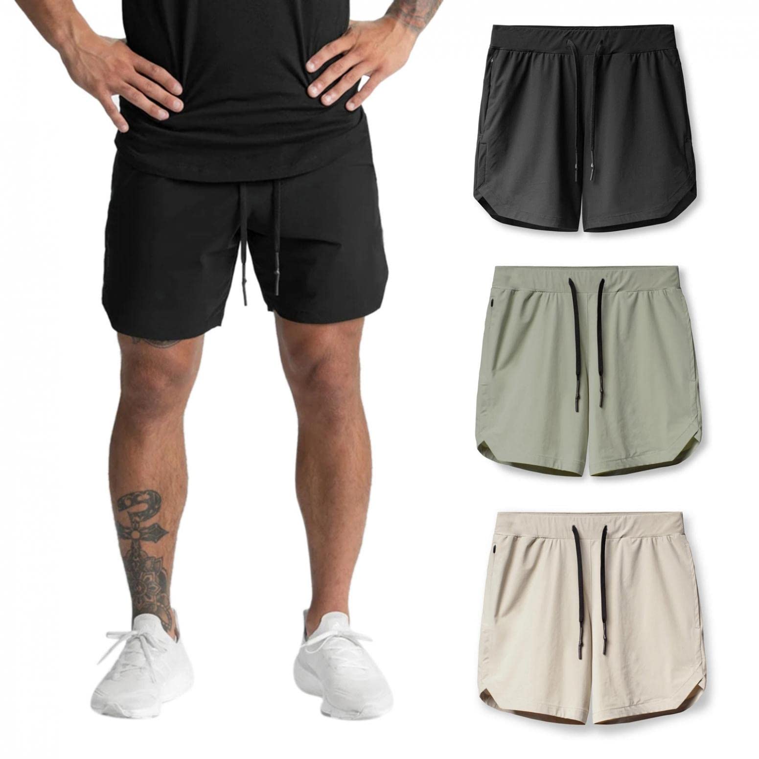 7 Inch Men's Workout Shorts - Lightweight Running & Training Gym Shorts with Zipper Pockets for Yoga, Jogging & Active Wear | Perfect for Gym, Outdoor Sports & Casual Wear