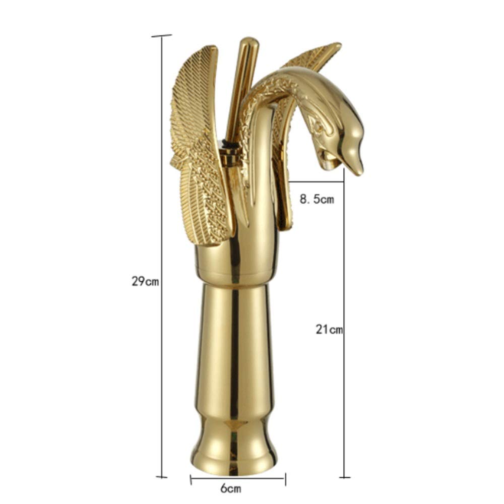 Modern Single Handle Bathroom Vessel Sink Faucet - Swan Neck Design in Golden Finish | Perfect for Vanity, Powder Room & Luxury Bathroom Decor